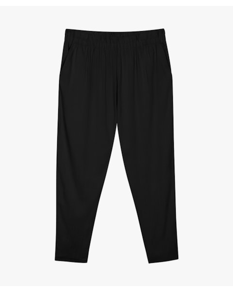 Calça Feminina Plus Size em Viscose com Bolso - Cereja Rosa - Preto