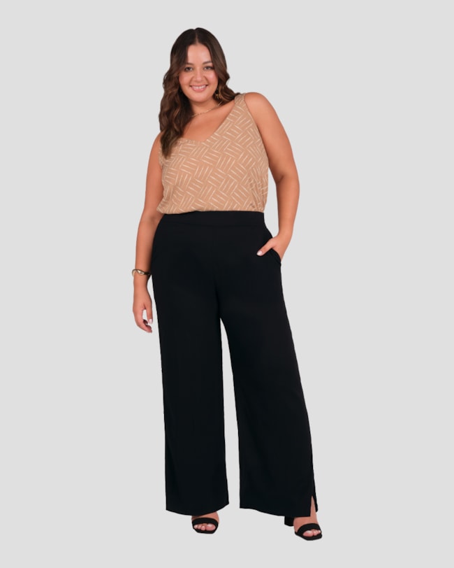 Calça Feminina Plus Size em Viscose com Bolso Cereja Rosa Preto-86f5284d-d6f6-4f0b-bedd-0c7025e3a4d0