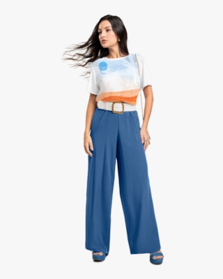 Calça Feminina Reta em Viscose - Cereja Rosa - Havana-G