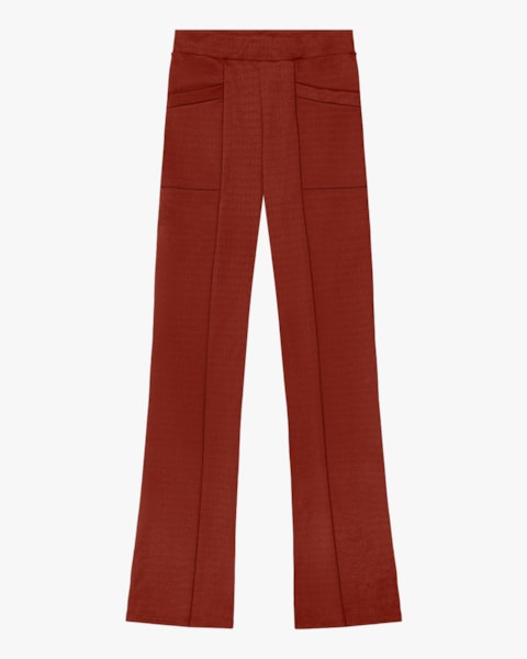 Calça Flare em Malha Montaria Ferrugem Cereja Rosa