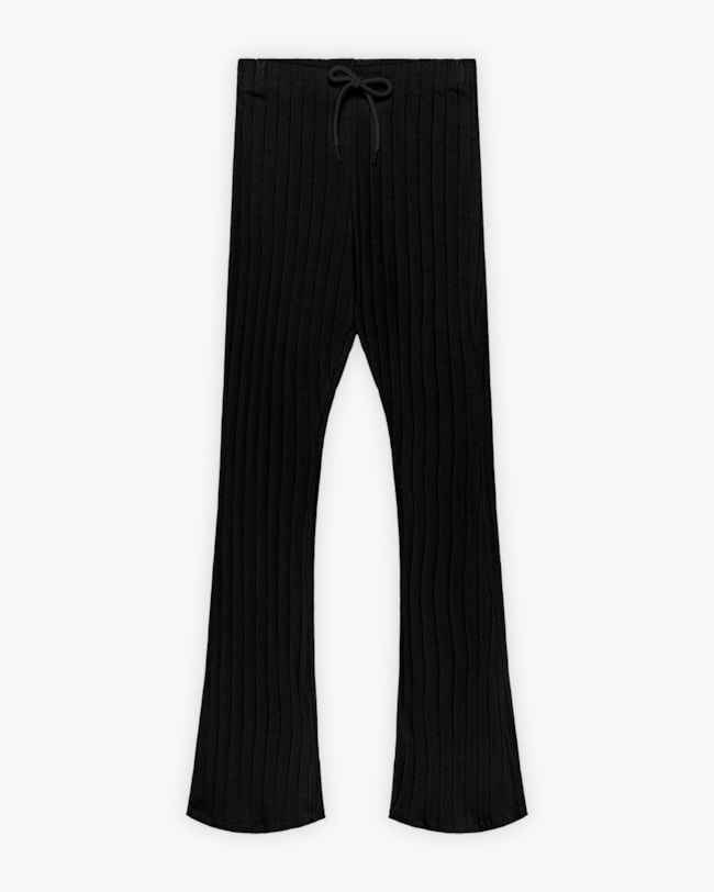 Calça Flare Juvenil Feminina Canelada - BaseD - Preto-c0984397-5a72-48cb-8633-5225f51474fa