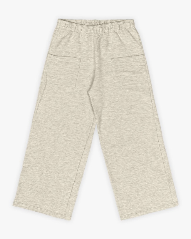 Calça Infantil Feminina Wide Leg em Moletinho- Kely Kety - Mescla-d2e817d6-df1f-4769-96cd-90580653266e
