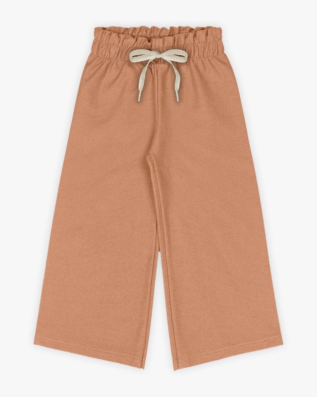 Calça Infantil Feminino Wide Leg em Moletinho - Kely Kety - Aveia-a4016b02-c5b5-464d-9f28-cb2aa2ec3ea0