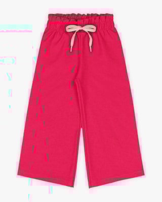 Calça Infantil Feminino Wide Leg em Moletinho - Kely Kety - Cherry