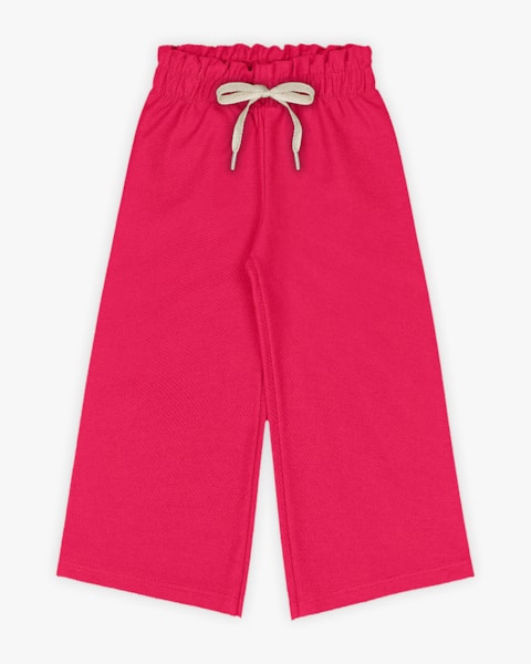Calça Infantil Feminino Wide Leg em Moletinho - Kely Kety - Cherry