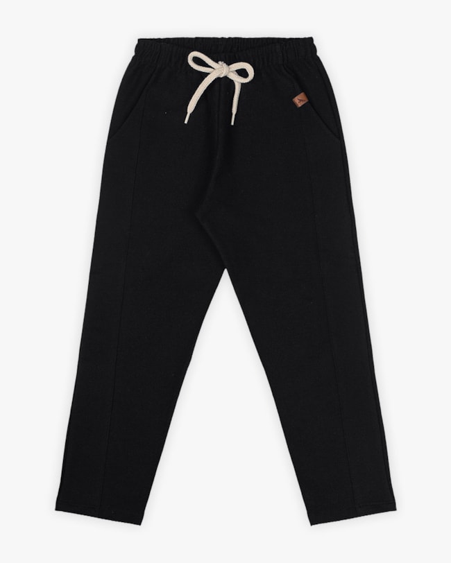 Calça Infantil Masculina em Moletinho Sarjado - ReiRex - Preto-d4775065-872b-4b2a-81af-c4d71a9f1eed
