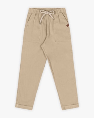 Calça Infantil Masculina em Viscose Linho - ReiRex - Caqui
