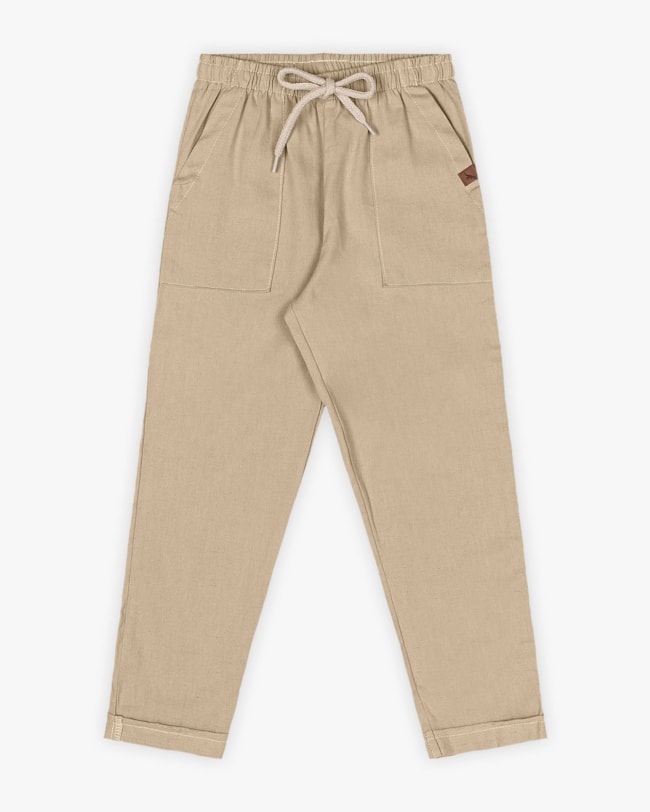Calça Infantil Masculina em Viscose Linho - ReiRex - Caqui-48784339-3b63-48b7-8a3f-495ec124d52f