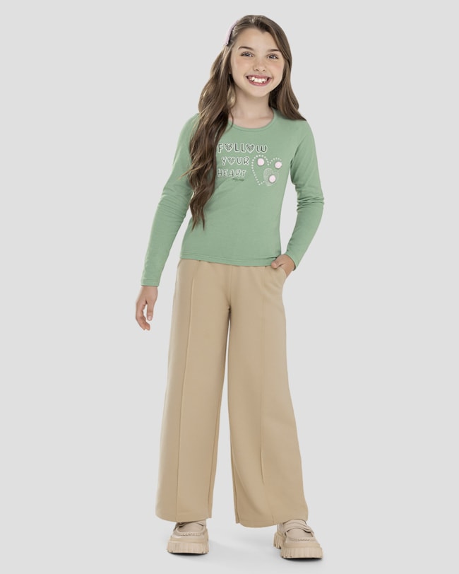 Calça Infantil Menina em Moletinho Sarjado com Bolso - Kely Kety - Bege-6dbbe3cd-1130-47f6-b5ee-8f2d209de0bf