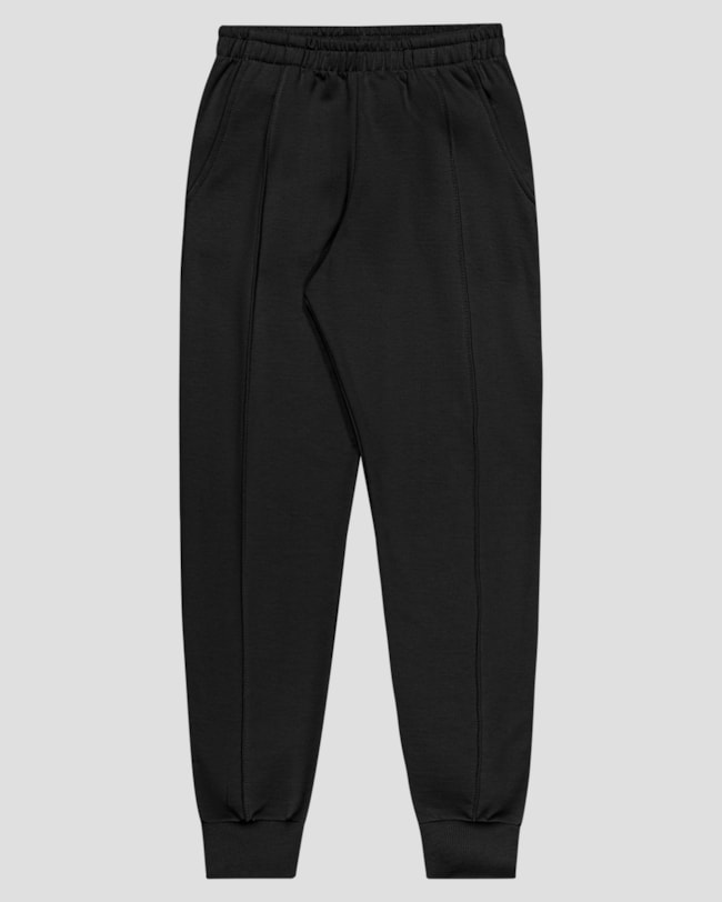 Calça Infantil Menina em Moletom com Bolso - Kely Kety - Preto-d73d5ece-ed09-46bf-b3df-40484d55188d