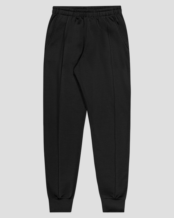 Calça Infantil Menina em Moletom com Bolso - Kely Kety - Preto