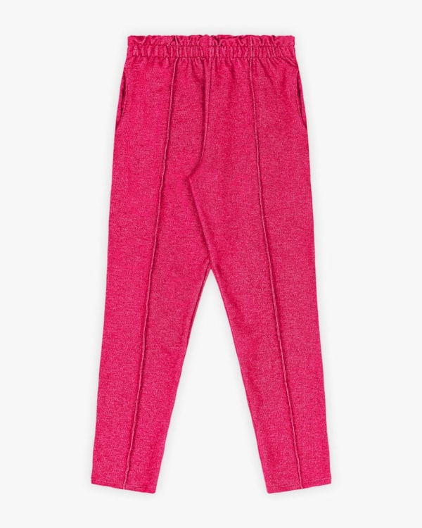 Calça Infantil Menina em Moletom Jeans - Kely Kety - Cherry