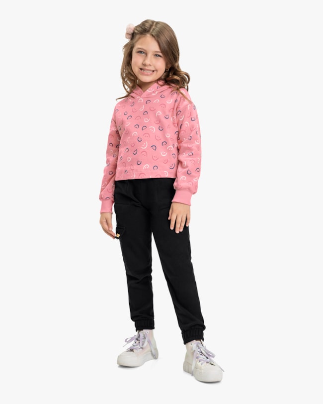 Calça Infantil Menina em Moletom Kely Kety - Preto-302c2ce7-05bd-4bdb-8347-b14face18abd
