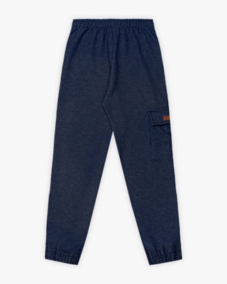 Calça Infantil Menino com Bolso em Moletom Jeans - ReiRex - Azul