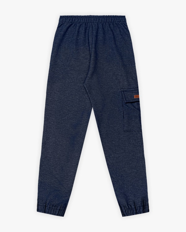 Calça Infantil Menino com Bolso em Moletom Jeans - ReiRex - Azul