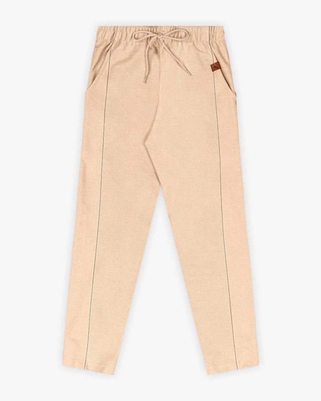 Calça Infantil Menino em Moletinho Sarjado com Bolso - ReiRex - Bege-d172b0a4-6a4a-41e0-85bc-896f771437db