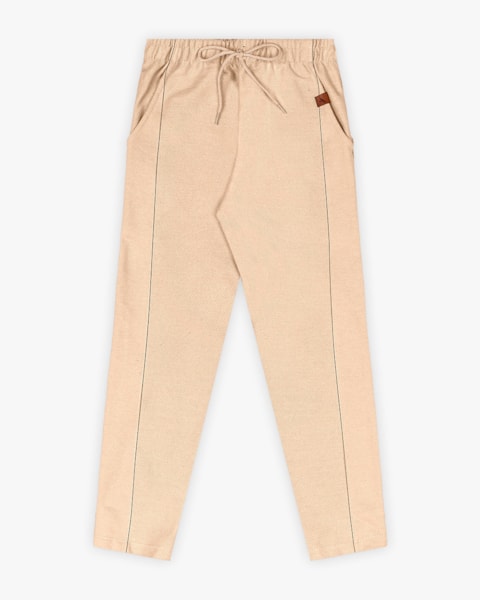 Calça Infantil Menino em Moletinho Sarjado com Bolso - ReiRex - Bege