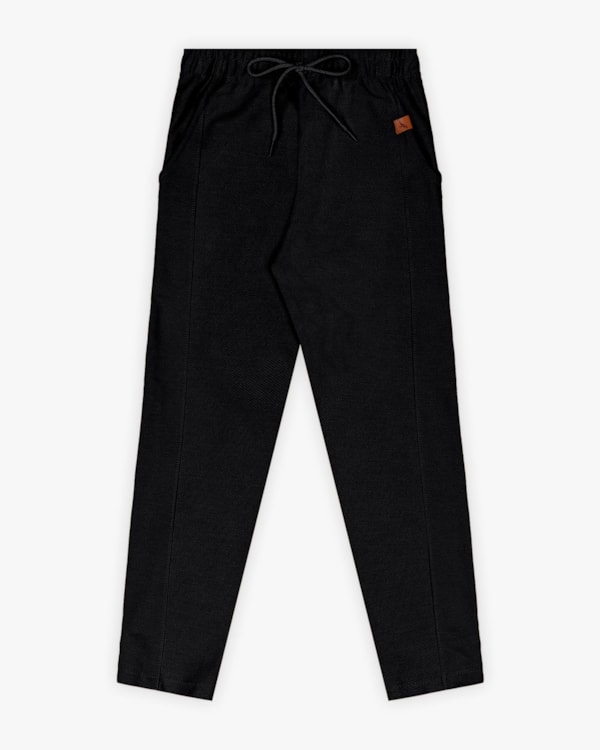 Calça Infantil Menino em Moletinho Sarjado com Bolso - ReiRex - Preto