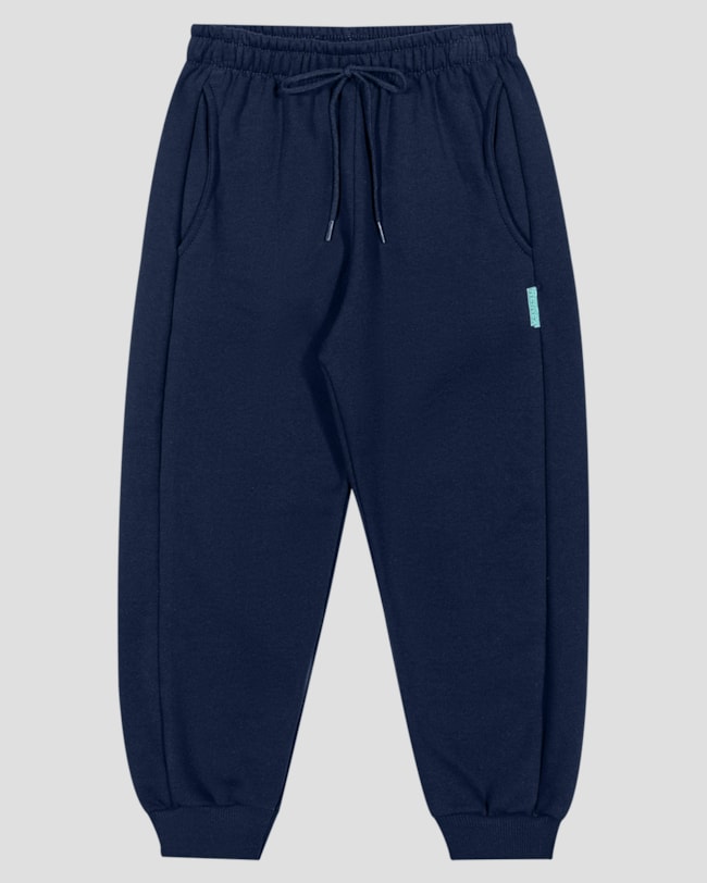 Calça Infantil Menino em Moletom com Punho - ReiRex - Azul-2734818b-feff-4d4f-8b95-910fc7b81611
