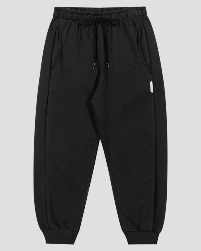 Calça Infantil Menino em Moletom com Punho - ReiRex - Preto-ea95600f-0bd4-485f-8430-bb4d68b64a83