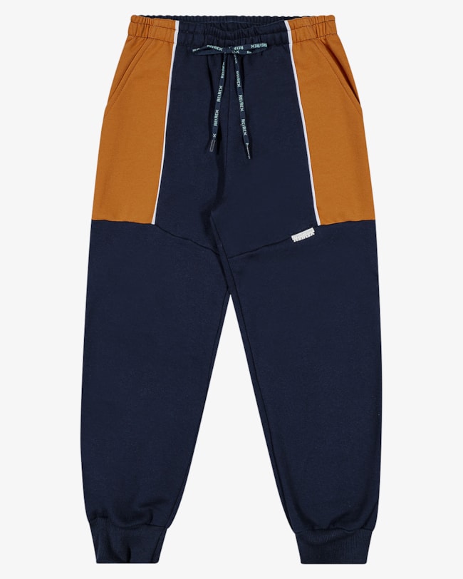 Calça Infantil Menino em Moletom com Recortes ReiRex- Azul-059288ff-15d2-4aac-8127-ea8b0de002fa