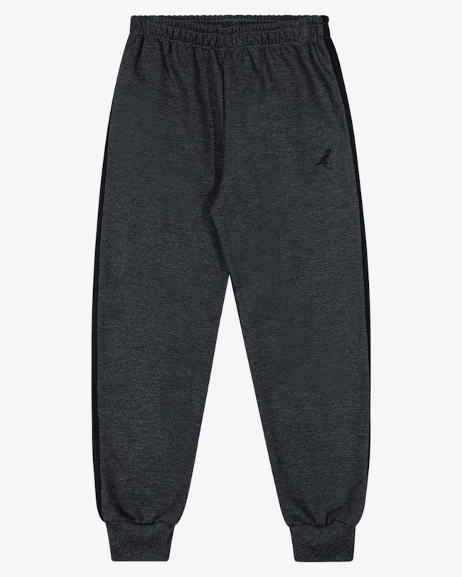 Calça Infantil Menino em Moletom com Tiras Laterais ReiRex - Mescla-ca7fe100-d820-4069-aaaf-15c5a04b177f
