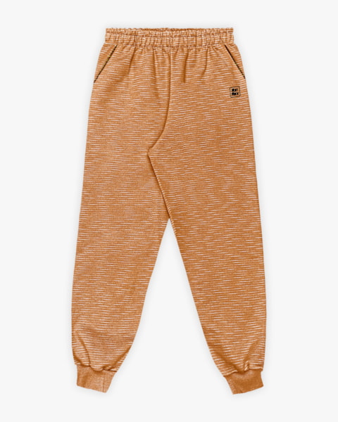 Calça Infantil Menino em Moletom Flamê com Bolso - ReiRex - Marrom