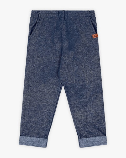 Calça Infantil Menino em Moletom Jeans com Bolso - ReiRex - Azul