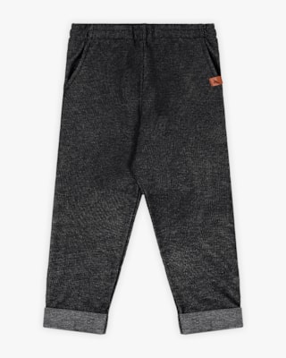 Calça Infantil Menino em Moletom Jeans com Bolso - ReiRex - Preto