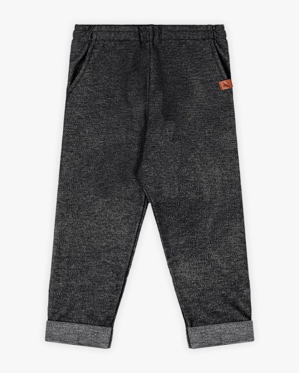 Calça Infantil Menino em Moletom Jeans com Bolso - ReiRex - Preto