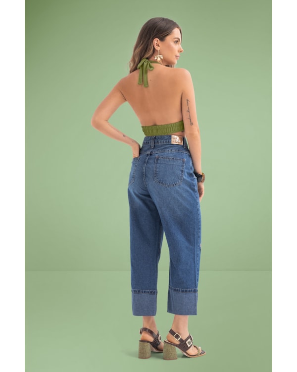 Calça Jeans Cropped Feminina Cereja Rosa