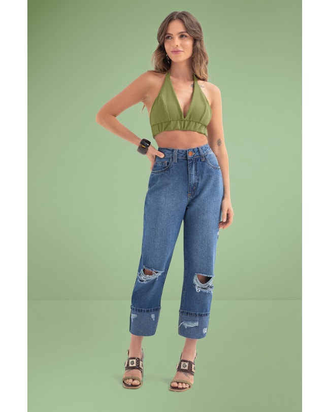 Calça Jeans Cropped Feminina Cereja Rosa-46e6bf7b-ed80-4e9f-9526-25a68d65f991