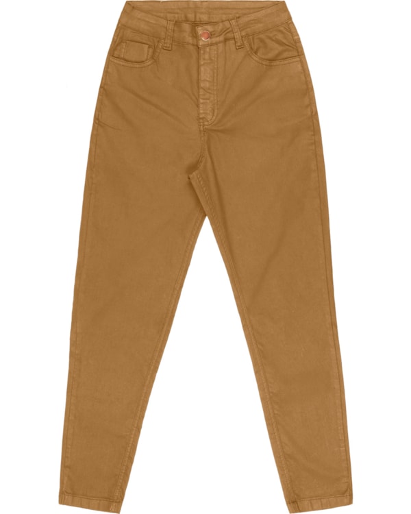 Calça Jeans Feminina Cereja Rosa Leather Denim