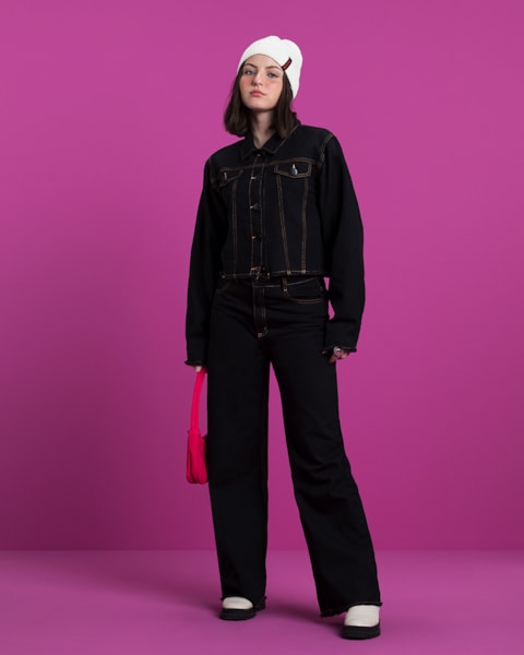 Calça Jeans Juvenil Feminina Based Wide Leg