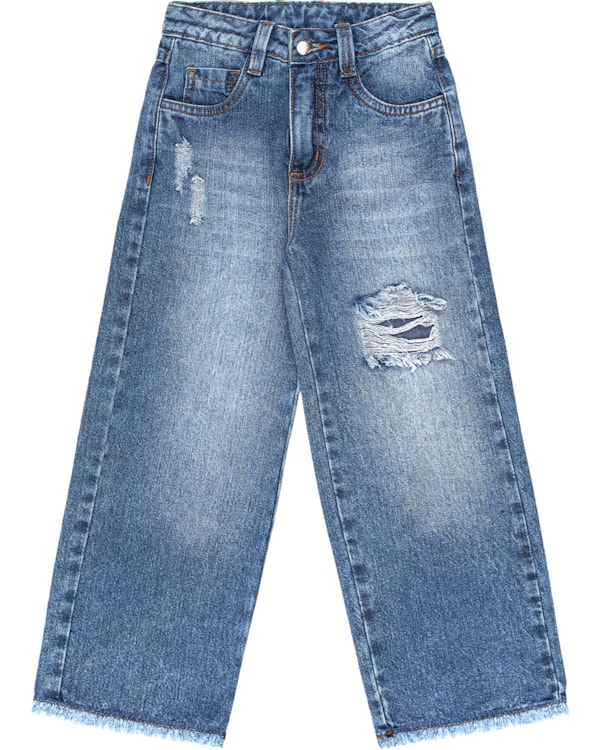 Calça Jeans Menina Kely Kety Wide Leg