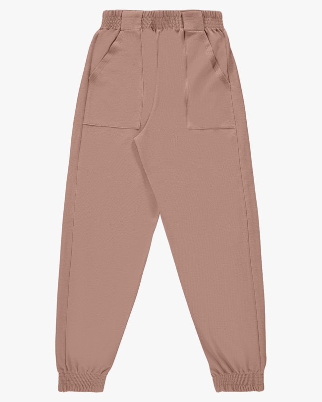 Calça Jogger Feminina em Moletinho Rústico - Cereja Rosa - Aveia-69b47c32-480a-4f7d-a3fc-cac63ff515f1