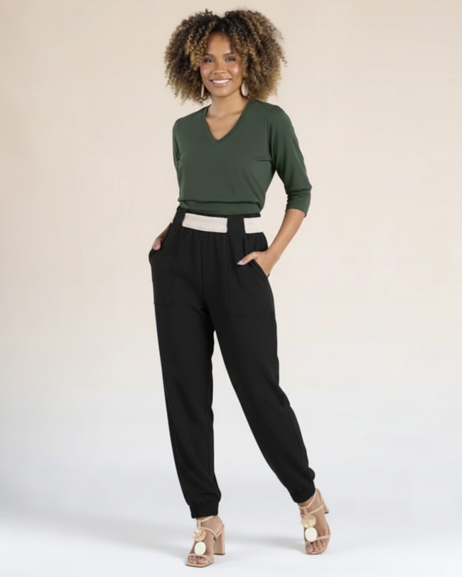 Calça Jogger Feminina em Moletinho Rústico - Cereja Rosa - Preto-5f76f073-918f-481f-845b-231a4d78c79a