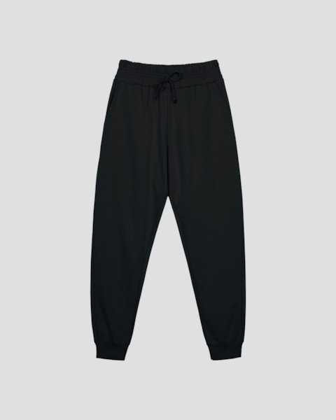 Calça Jogger Feminina em Moletom com Bolso - Cereja Rosa - Preto
