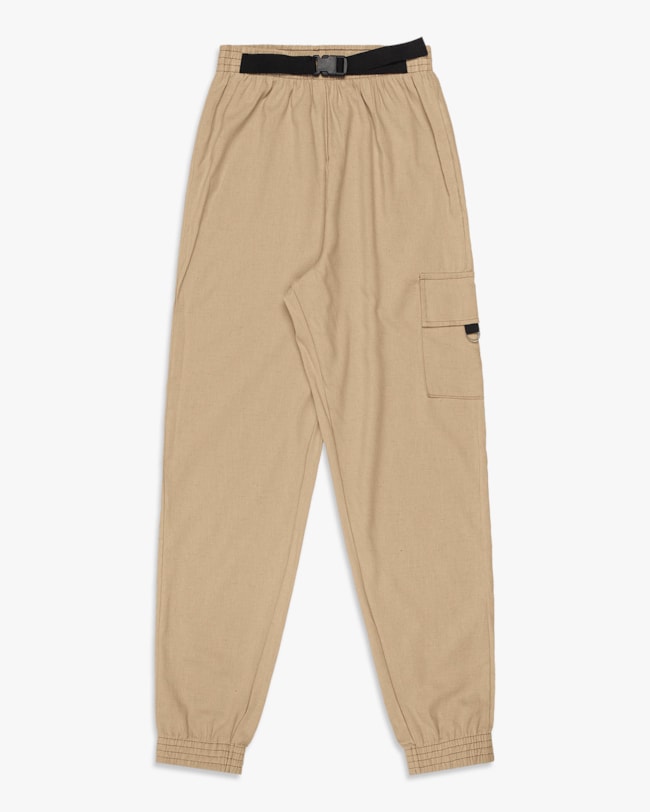 Calça Jogger Feminina Juvenil em Viscose Linho - BaseD - Macchiato-9de45a68-753a-40cb-8920-c32305746cbe