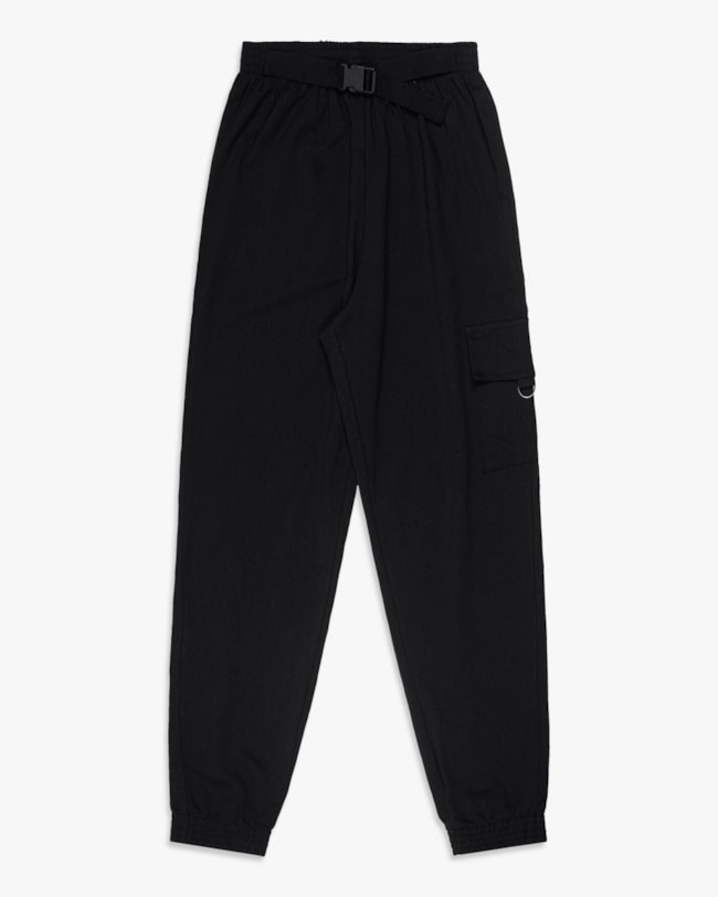 Calça Jogger Feminina Juvenil em Viscose Linho - BaseD - Preto-88ab75d4-6c8b-4f77-87ab-8e476d6c221e