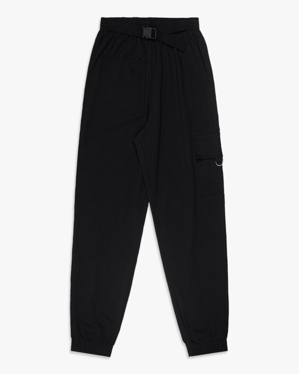 Calça Jogger Feminina Juvenil em Viscose Linho - BaseD - Preto