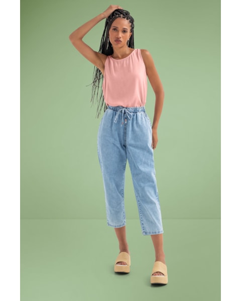 Calça Jogger Jeans Feminina  Cereja Rosa