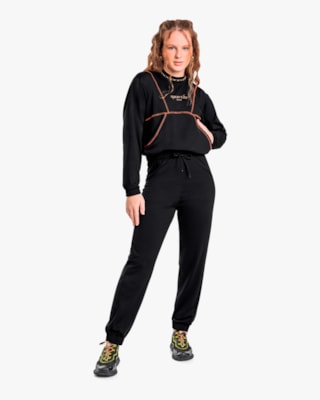 Calça Jogger Juvenil Feminina em Malha Felpada com Bolso - BaseD reto
