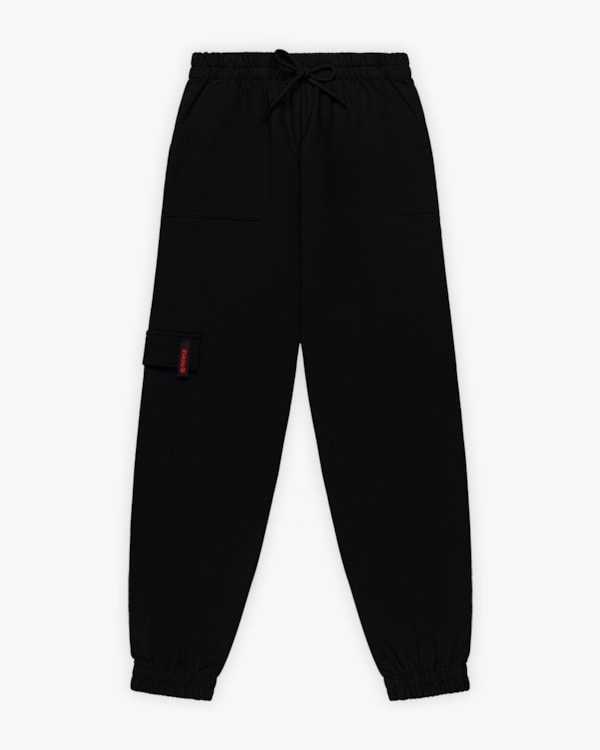 Calça Jogger Juvenil Feminina em Moletom com Bolso - BaseD - Preto