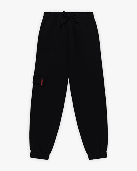 Calça Jogger Juvenil Feminina em Moletom com Bolso - BaseD - Preto