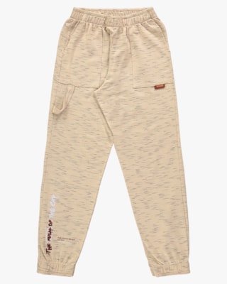 Calça Jogger Juvenil Masculina em Moletinho Estampa Barra- BaseD - Deserto