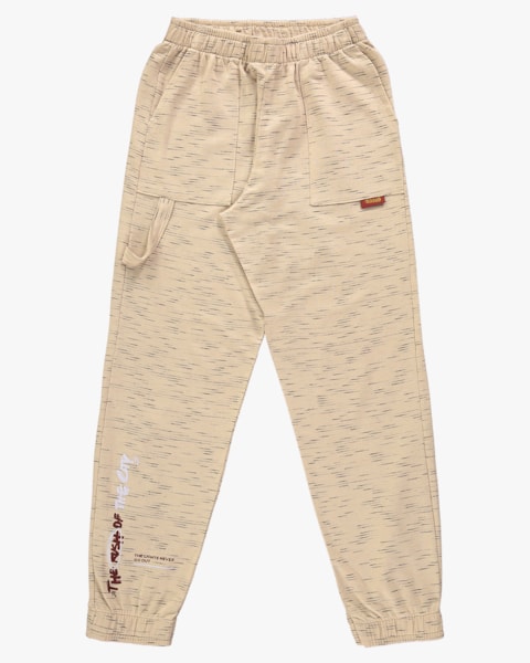 Calça Jogger Juvenil Masculina em Moletinho Estampa Barra- BaseD - Deserto