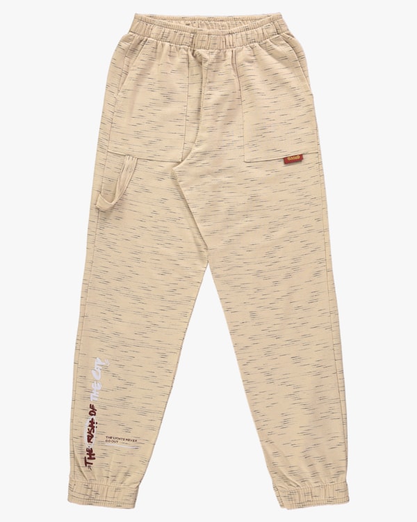 Calça Jogger Juvenil Masculina em Moletinho Estampa Barra- BaseD - Deserto