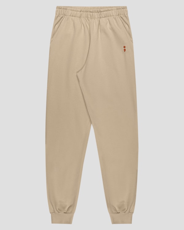 Calça Jogger Juvenil Masculina em Moletom - BaseD - Bege