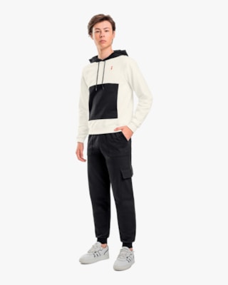 Calça Jogger Juvenil Masculina em Moletom com Bolso Lateral -BaseD - Preto